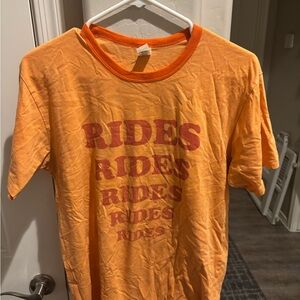 Orange Graphic T-Shirt with Red Text